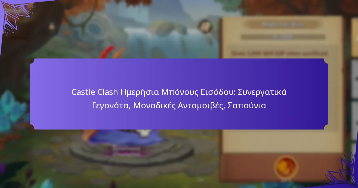 Castle Clash Ημερήσια Μπόνους Εισόδου: Συνεργατικά Γεγονότα, Μοναδικές Ανταμοιβές, Σαπούνια